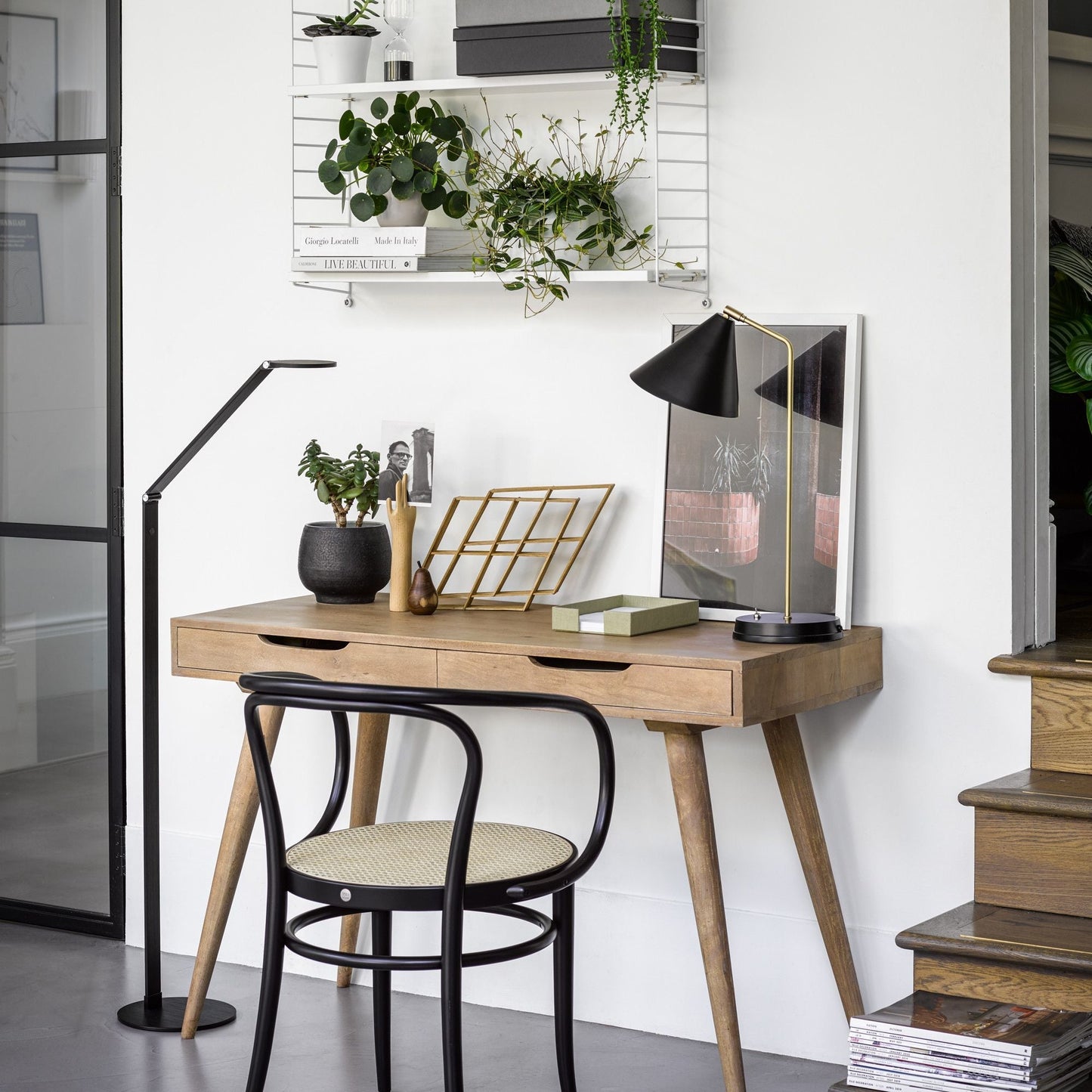 Drax Desk light in brass and a black hood