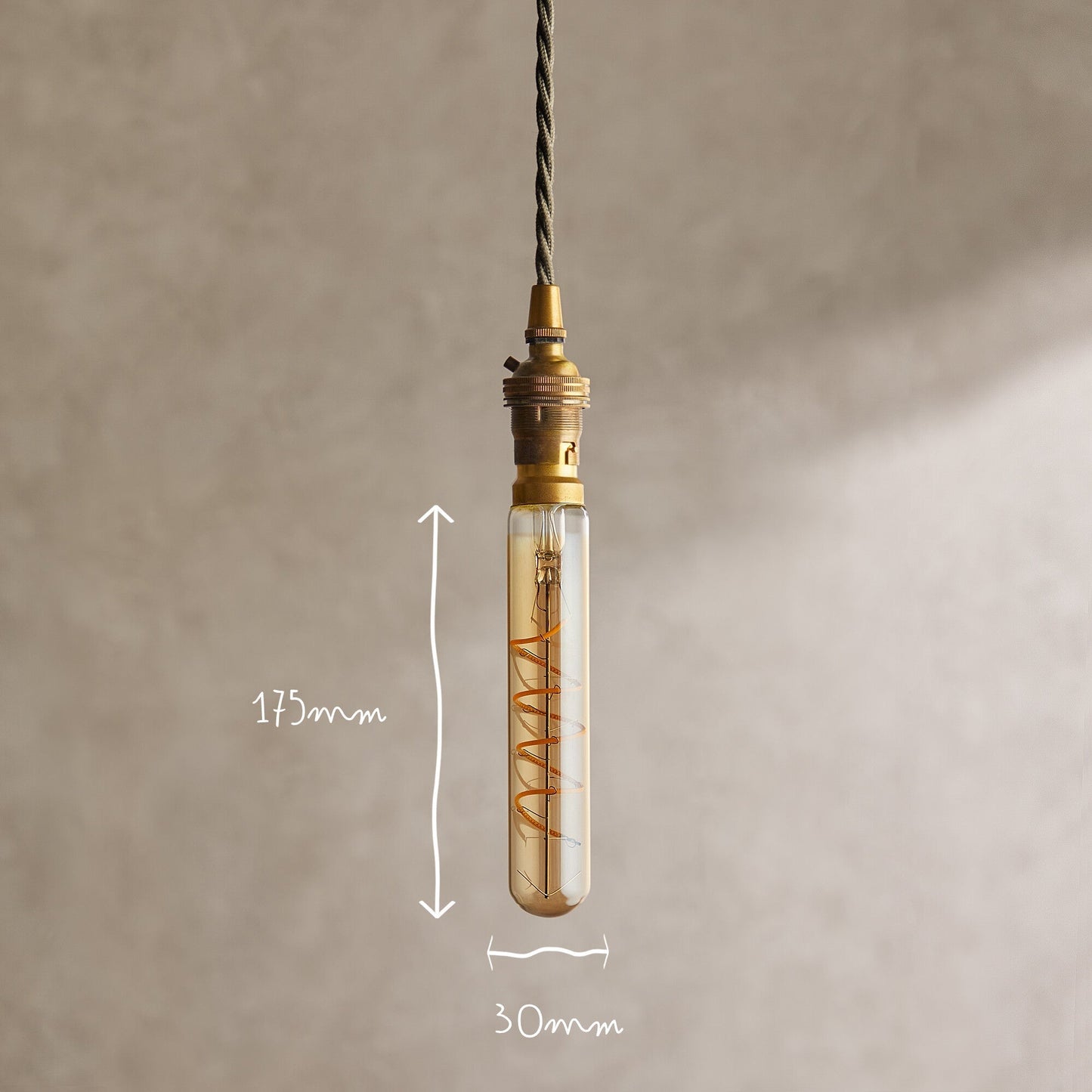 Long thin 4 watt LED curled filament bulb with amber coating and B22 fitting
