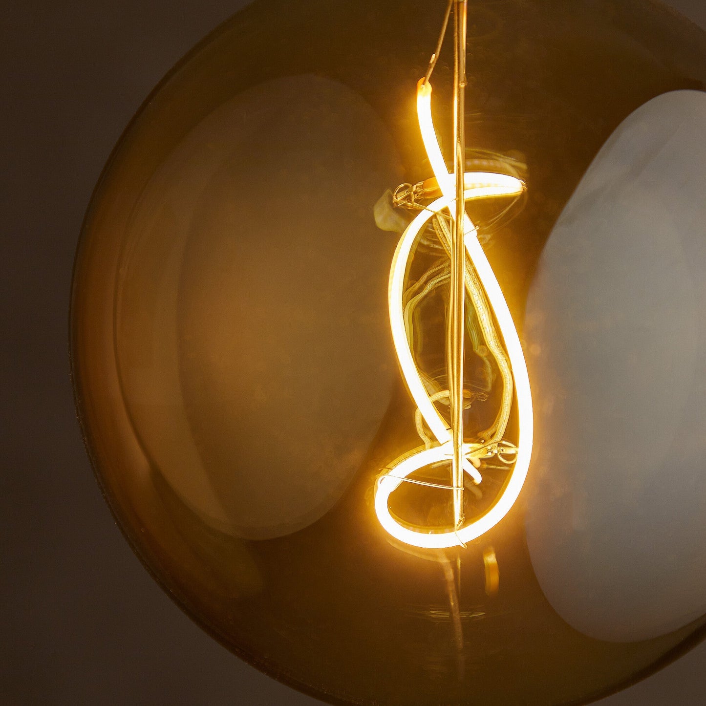 Extra Large globe 4 watt LED irregular filament bulb with amber coating and E27 fitting