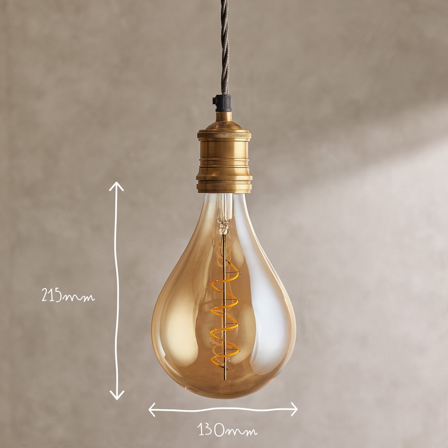 Giant 4 watt LED curled filament bulb with amber coating and E27 fitting