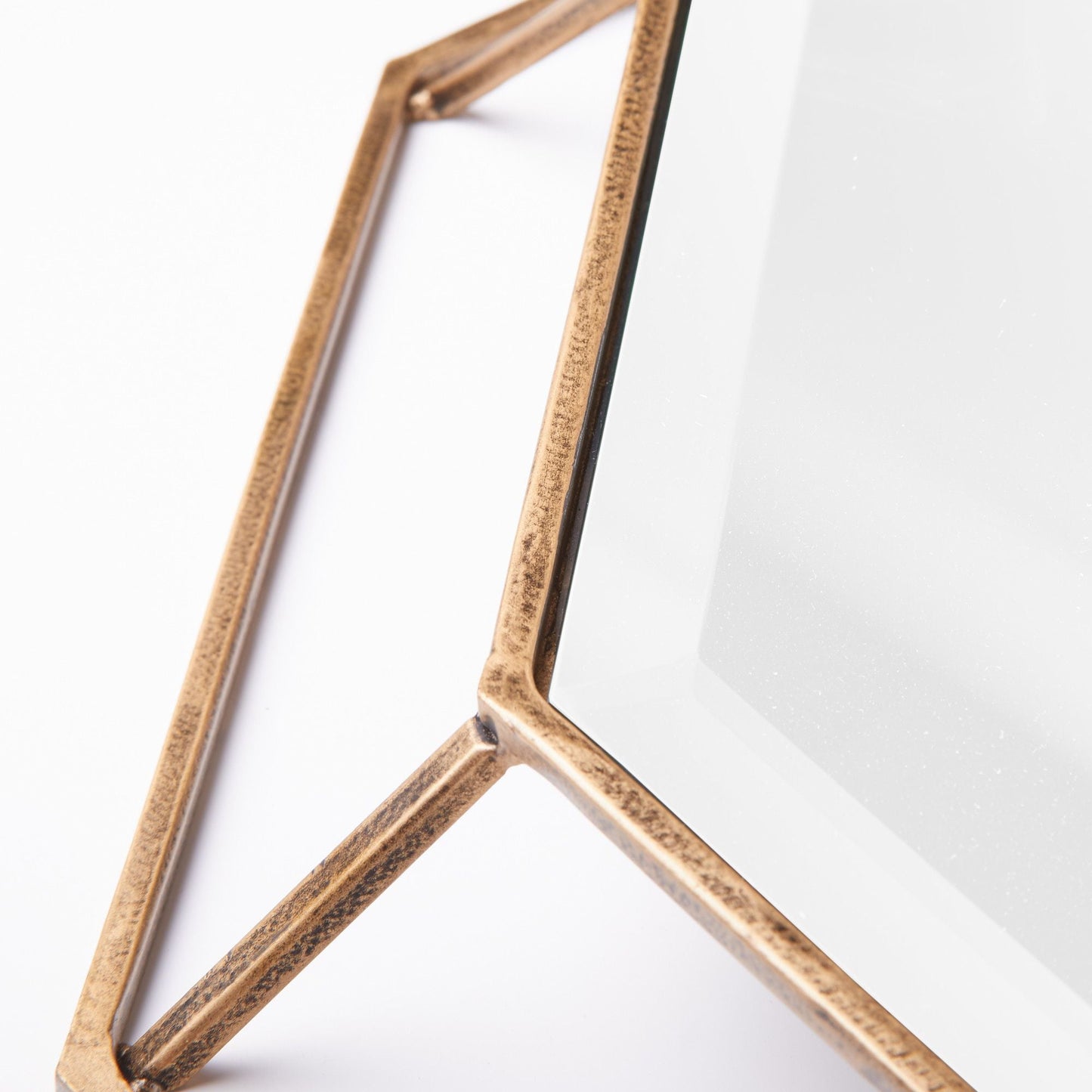 Octagon mirror in clear glass with antique gold frame