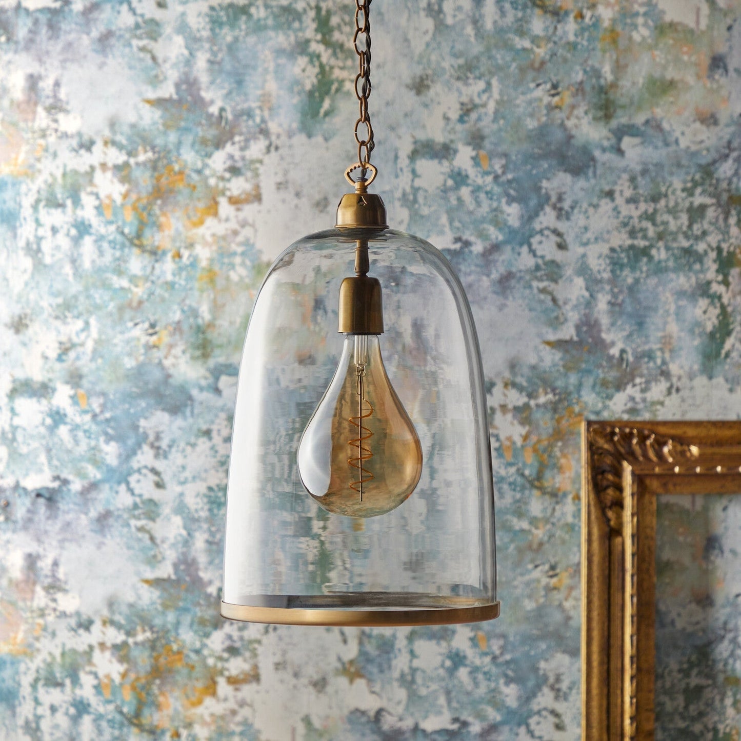 Giant 4 watt LED curled filament bulb with amber coating and E27 fitting