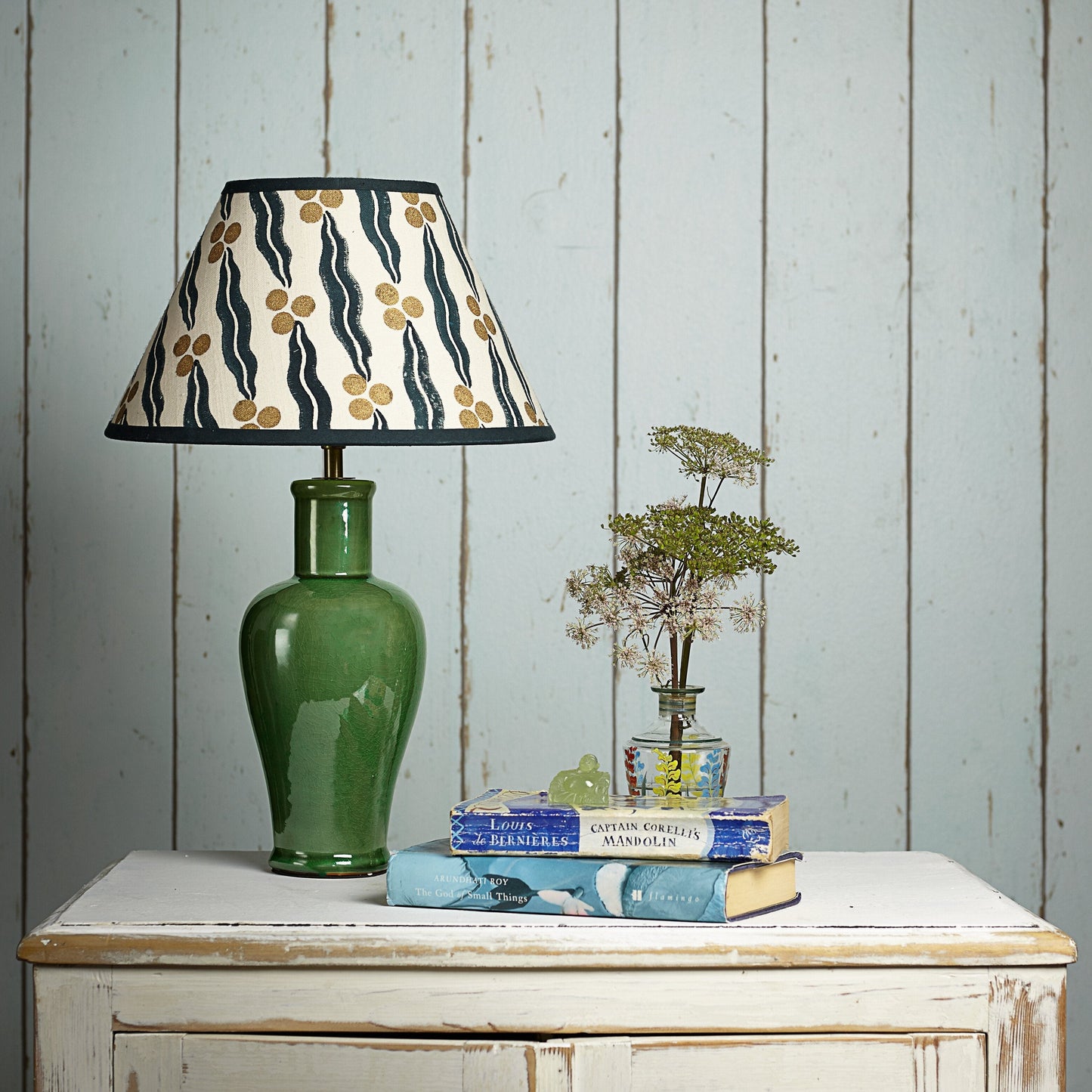 Smaller Lolita bedside lamp in an emerald glaze