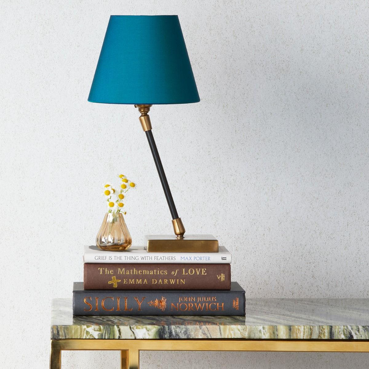 Pickling table lamp in antiqued brass