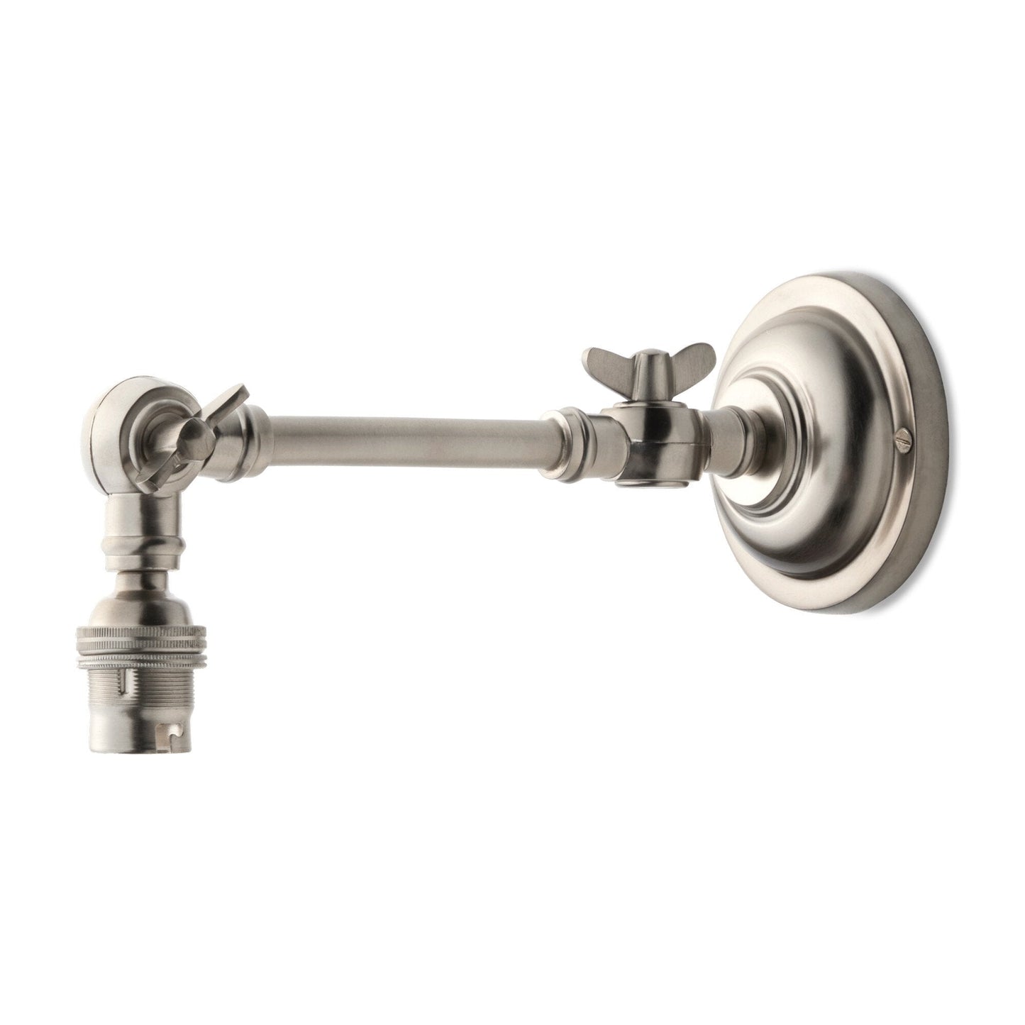 Double jointed wall fitting in antiqued silver