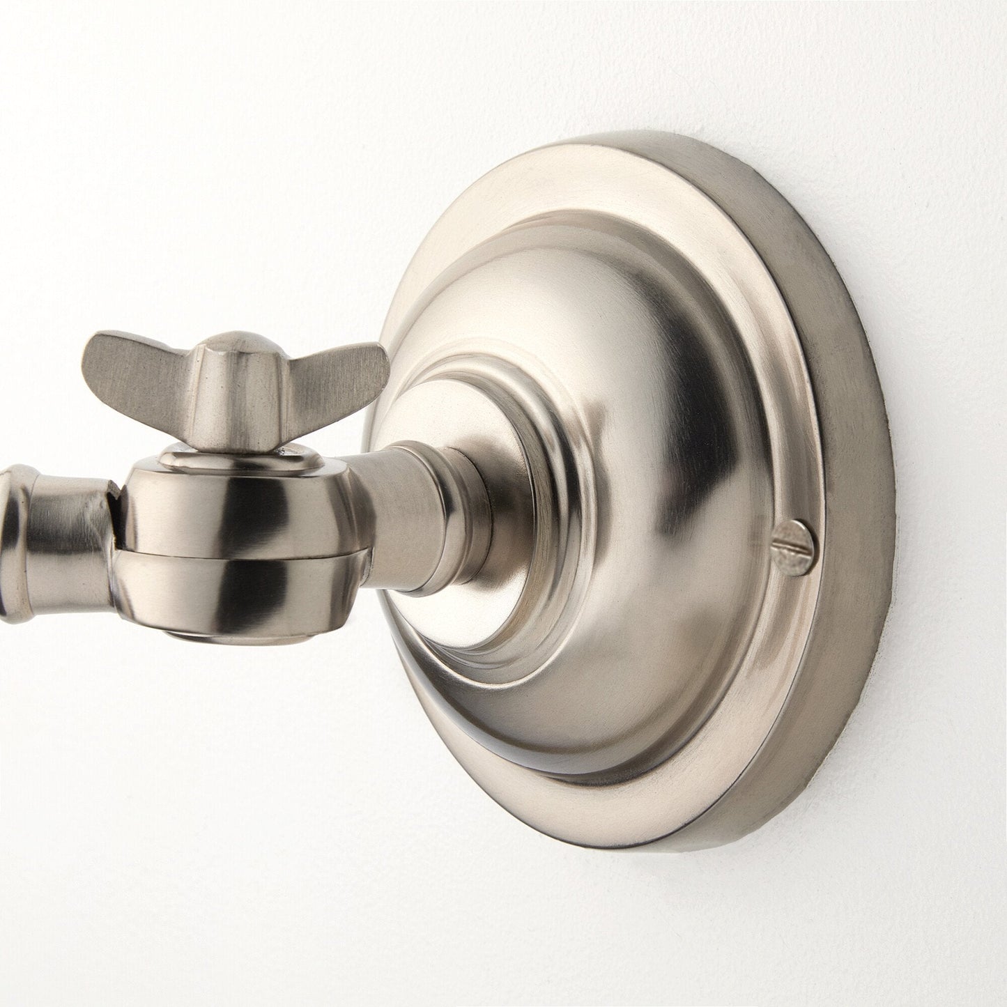 Double jointed wall fitting in antiqued silver