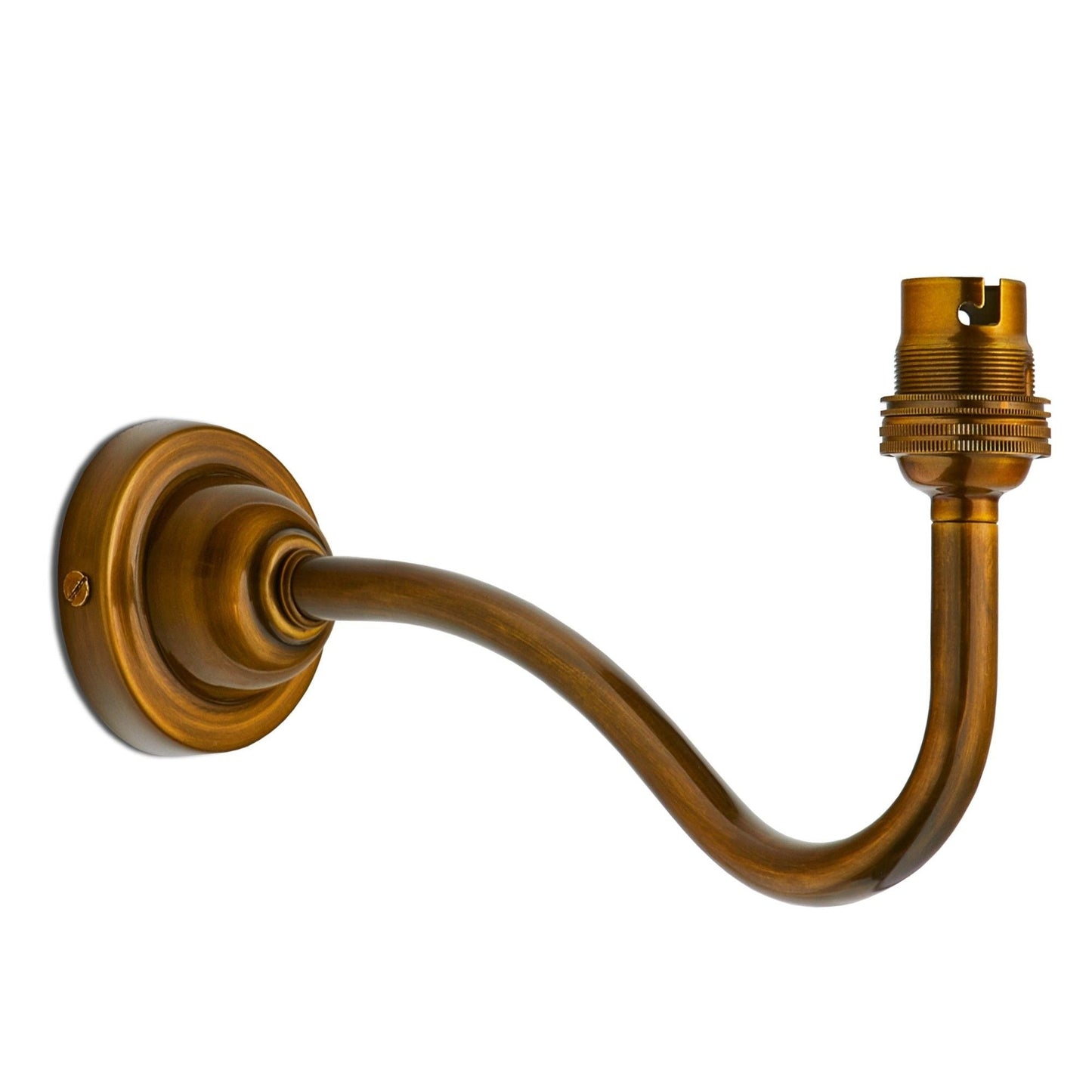 Swan neck wall fitting in antiqued brass