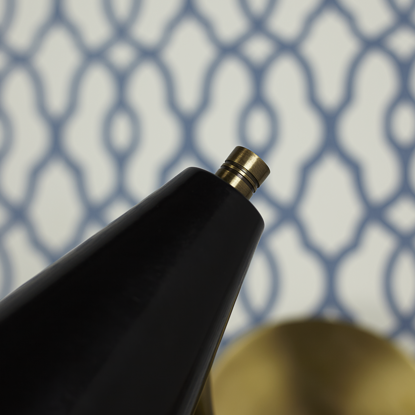 Mo double wall light in brass with a black hood